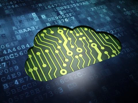 Cloud computing concept: Cloud on digital screen background Stock Illustration