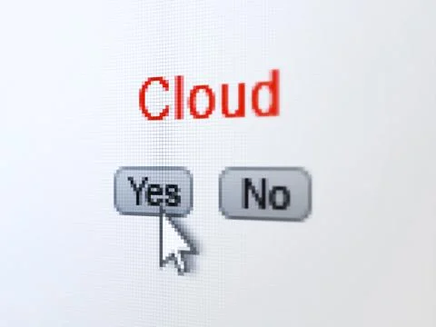 Cloud computing concept: Cloud on digital computer screen 스톡 일러스트