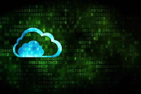 Cloud computing concept: Cloud on digital background Stock Illustration