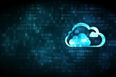 Cloud computing concept: Cloud on digital background Illustrazione stock