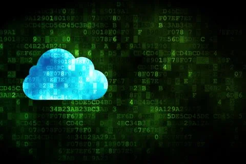 Cloud computing concept: Cloud on digital background Illustrazione stock