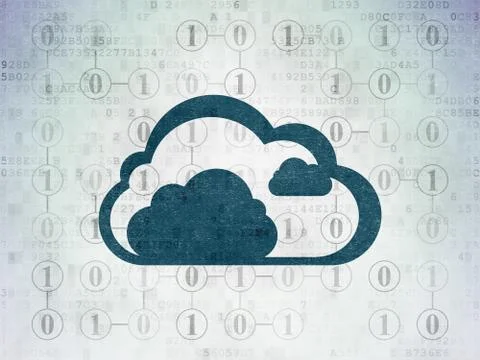 Cloud computing concept: Cloud on Digital Paper background 스톡 일러스트