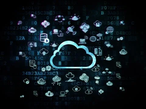 Cloud computing concept: Cloud on Digital background 스톡 일러스트