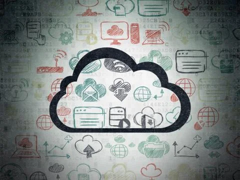 Cloud computing concept: Cloud on Digital Paper background Stock Illustration