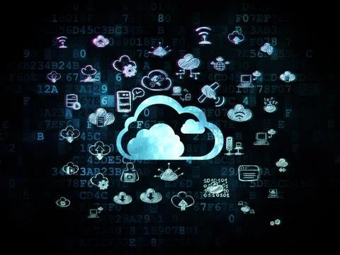Cloud computing concept: Cloud on Digital background 库存插图