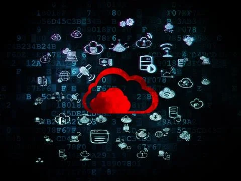 Cloud computing concept: Cloud on Digital background 库存插图