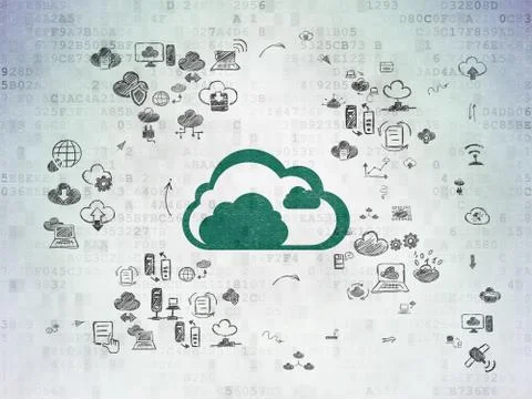 Cloud computing concept: Cloud on Digital Paper background イラスト素材