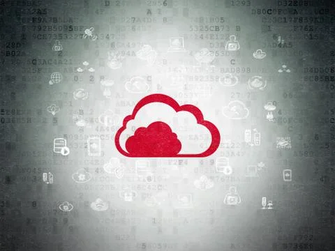 Cloud computing concept: Cloud on Digital Data Paper background Illustrazione stock
