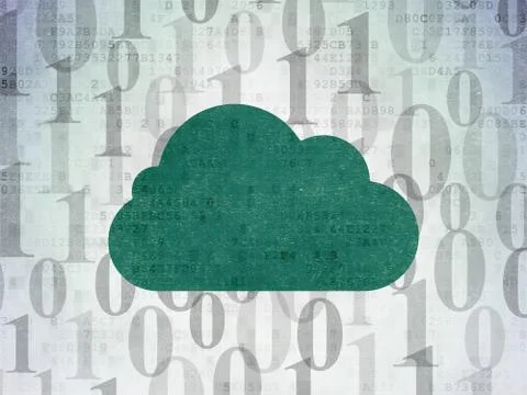 Cloud computing concept: Cloud on Digital Data Paper background Illustrazione stock