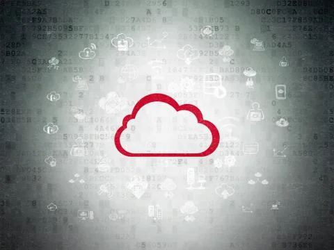 Cloud computing concept: Cloud on Digital Data Paper background Stock Illustration