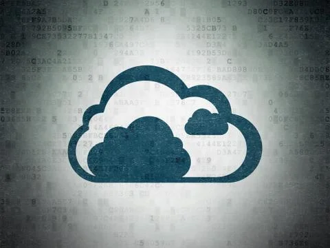 Cloud computing concept: Cloud on Digital Data Paper background Stock Illustration