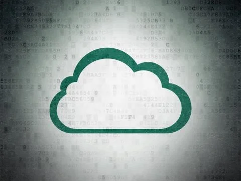 Cloud computing concept: Cloud on Digital Data Paper background 스톡 일러스트