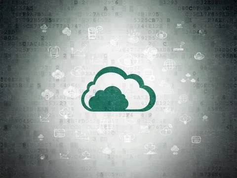 Cloud computing concept: Cloud on Digital Data Paper background Illustrazione stock