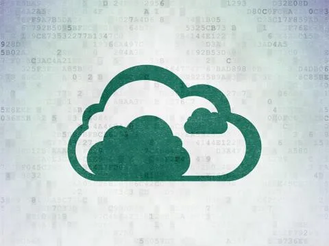 Cloud computing concept: Cloud on Digital Data Paper background Illustrazione stock
