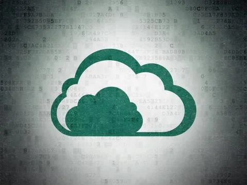 Cloud computing concept: Cloud on Digital Data Paper background 스톡 일러스트
