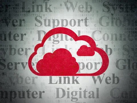 Cloud computing concept: Cloud on Digital Data Paper background 스톡 일러스트