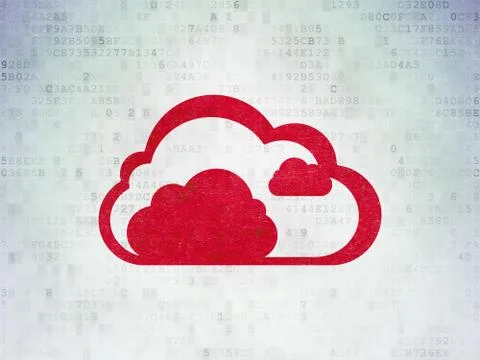 Cloud computing concept: Cloud on Digital Data Paper background Illustrazione stock
