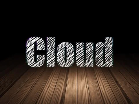 Cloud computing concept: Cloud in grunge dark room 스톡 일러스트