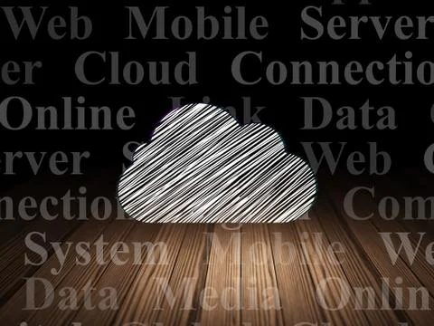 Cloud computing concept: Cloud in grunge dark room Stockillustratie
