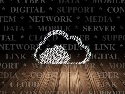 Cloud computing concept: Cloud in grunge dark room イラスト素材