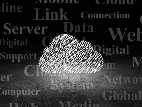 Cloud computing concept: Cloud in grunge dark room イラスト素材