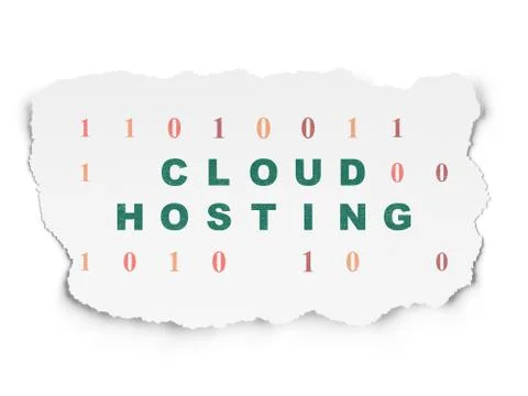 Cloud computing concept: Cloud Hosting on Torn Paper background Stock Illustration