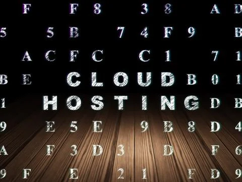 Cloud computing concept: Cloud Hosting in grunge dark room イラスト素材