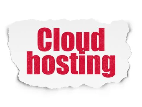 Cloud computing concept: Cloud Hosting on Torn Paper background Stockillustratie