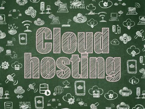 Cloud computing concept: Cloud Hosting on School board background Stock Illustration