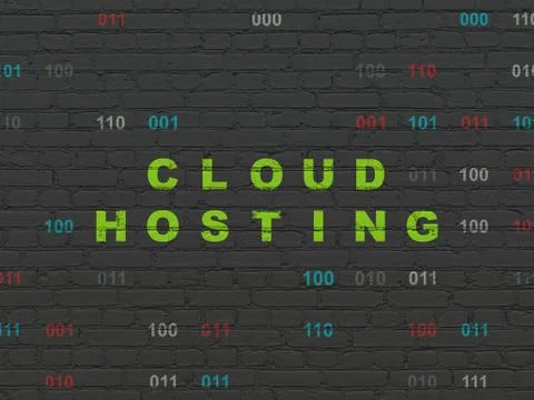 Cloud computing concept: Cloud Hosting on wall background Illustrazione stock
