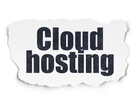 Cloud computing concept: Cloud Hosting on Torn Paper background イラスト素材