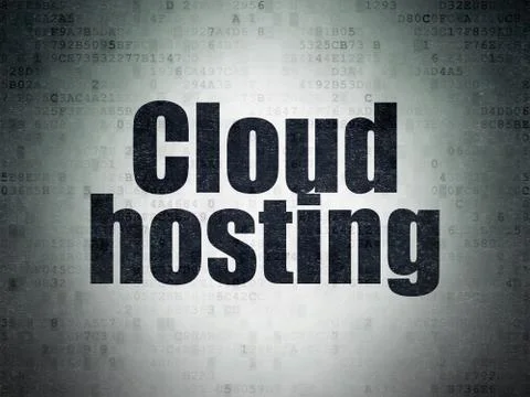 Cloud computing concept: Cloud Hosting on Digital Data Paper background Illustrazione stock