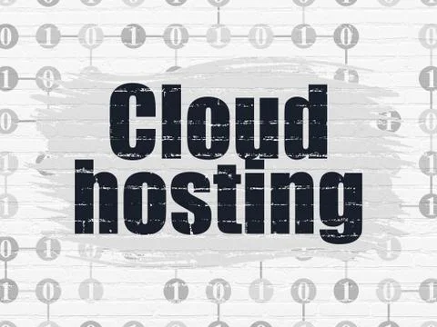 Cloud computing concept: Cloud Hosting on wall background Ilustração Stock