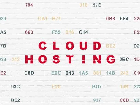 Cloud computing concept: Cloud Hosting on wall background 스톡 일러스트