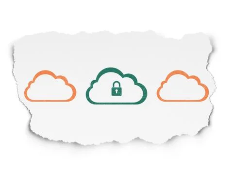 Cloud computing concept: cloud icon on Torn Paper background 스톡 일러스트