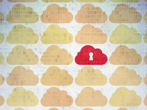 Cloud computing concept: cloud icon on Digital Paper background Stock Illustration