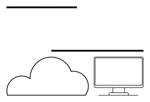 Cloud Computing Concept with a Cloud Icon and a Computer Monitor Stock Illustration