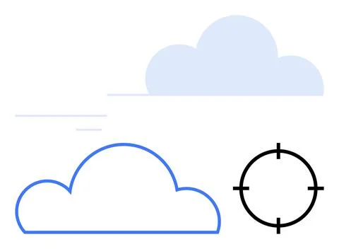 Cloud Computing Concept with Cloud Icons and Target Symbol Stock Illustration