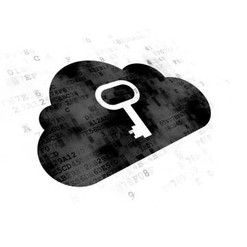 Cloud computing concept: Cloud With Key on Digital background Illustrazione stock