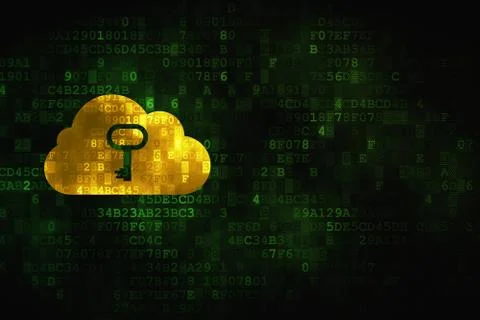 Cloud computing concept: Cloud With Key on digital background Illustrazione stock