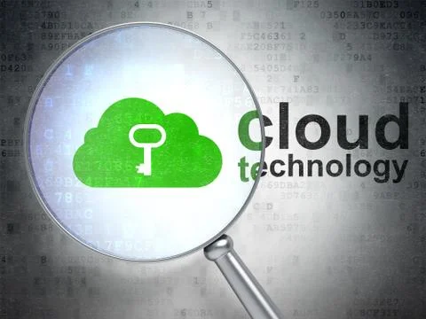 Cloud computing concept: Cloud With Key and Cloud Technology with optical glass Stockillustratie