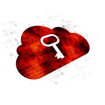 Cloud computing concept: Cloud With Key on Digital background Stock Illustration