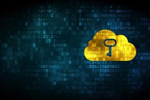 Cloud computing concept: Cloud With Key on digital background Illustrazione stock