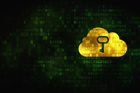 Cloud computing concept: Cloud With Key on digital background Illustrazione stock