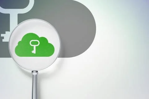 Cloud computing concept:  Cloud With Key with optical glass on digital backgroun Stockillustratie