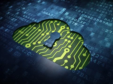 Cloud computing concept: Cloud With Keyhole on digital screen background イラスト素材