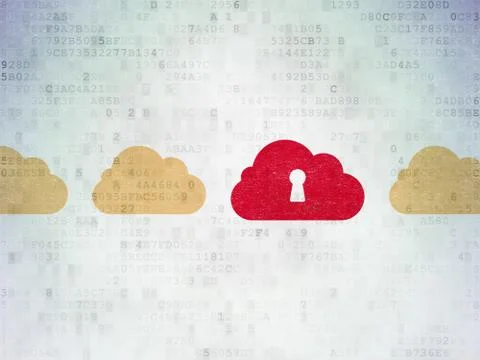 Cloud computing concept: cloud with keyhole icon on Digital Stock Illustration