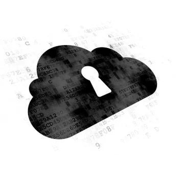 Cloud computing concept: Cloud With Keyhole on Digital background 库存插图