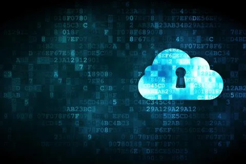 Cloud computing concept: Cloud With Keyhole on digital background Stock-Illustration