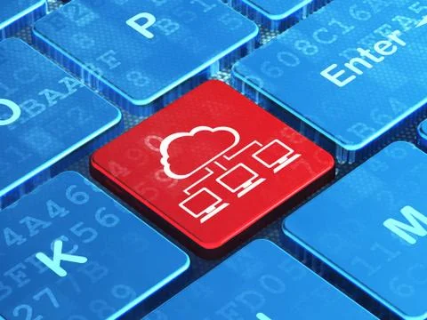 Cloud computing concept: Cloud Network on computer keyboard background Stock Illustration